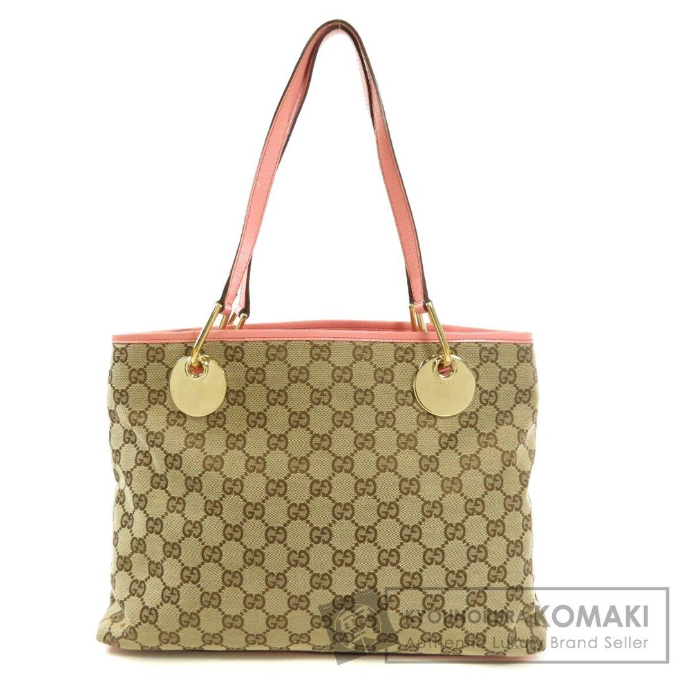 Gucci GG Canvas Eclipse Tote beige brown monogram canvas pink
